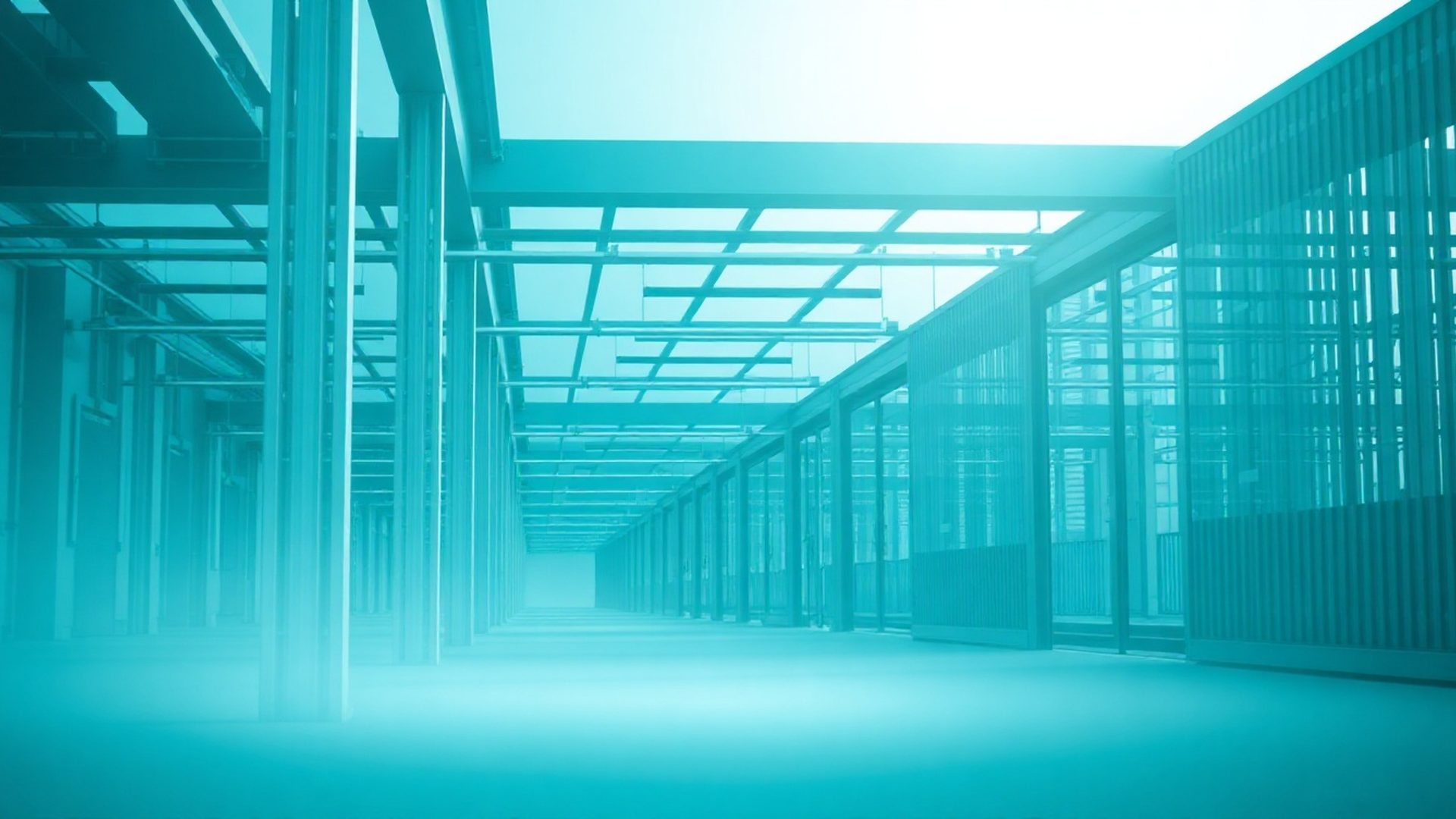 Abstrakte Visualisierung skalierbarer digitaler Infrastruktur in Teal-Tönen